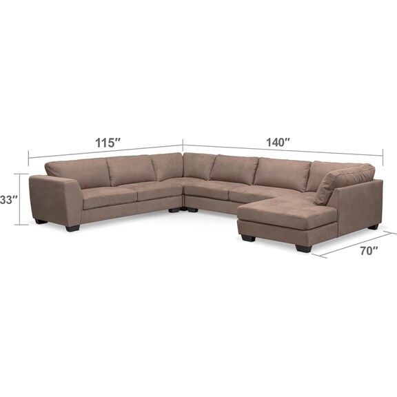 Living Room Furniture - Santana 4-Piece Sectional with Right-Facing Chaise - Taupe