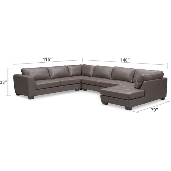 Living Room Furniture - Santana 4-Piece Sectional with Chaise