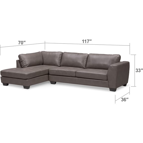 Living Room Furniture - Santana 2-Piece Sectional with Chaise and Ottoman