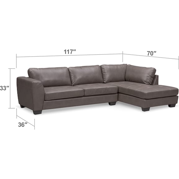 Living Room Furniture - Santana 2-Piece Sectional with Chaise