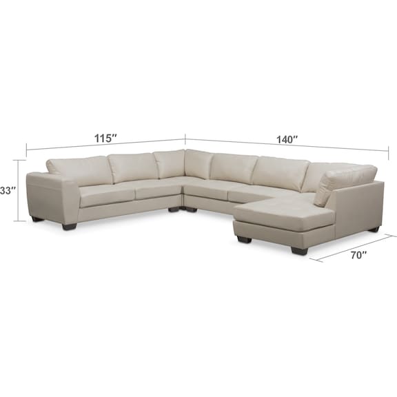 Living Room Furniture - Santana 4-Piece Sectional with Chaise
