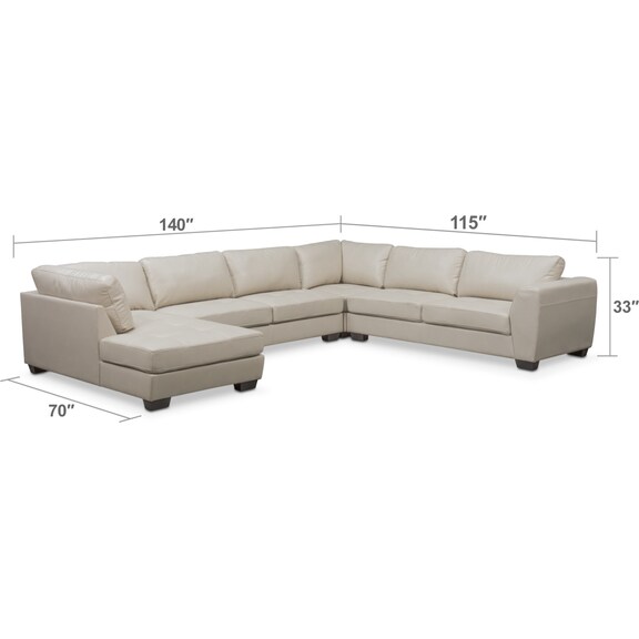 Living Room Furniture - Santana 4-Piece Sectional with Chaise