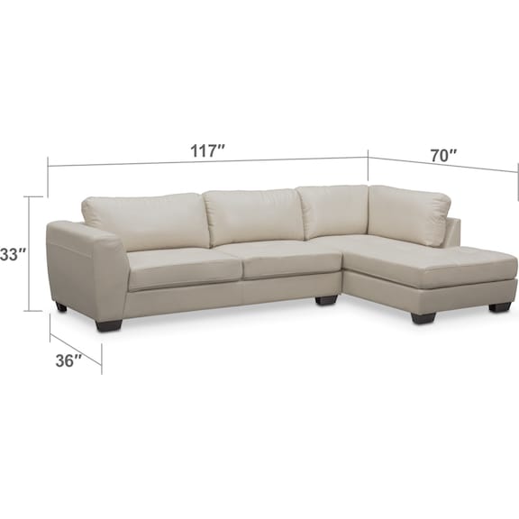 Living Room Furniture - Santana 2-Piece Sectional with Chaise and Ottoman