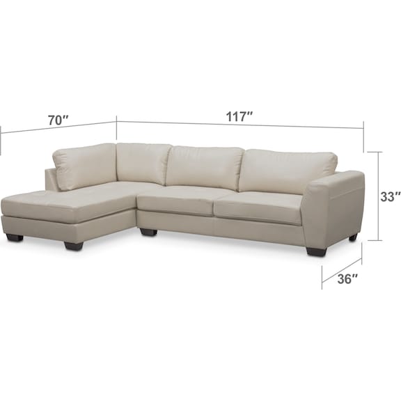Living Room Furniture - Santana 2-Piece Sectional with Chaise
