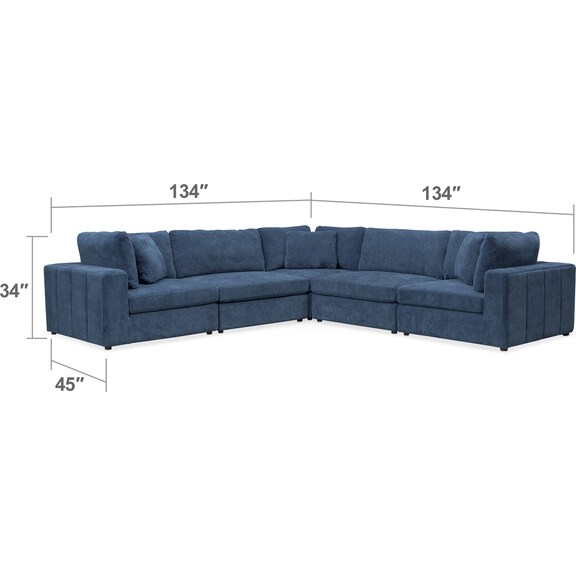 Living Room Furniture - Chill 5-Piece Sectional - Sapphire