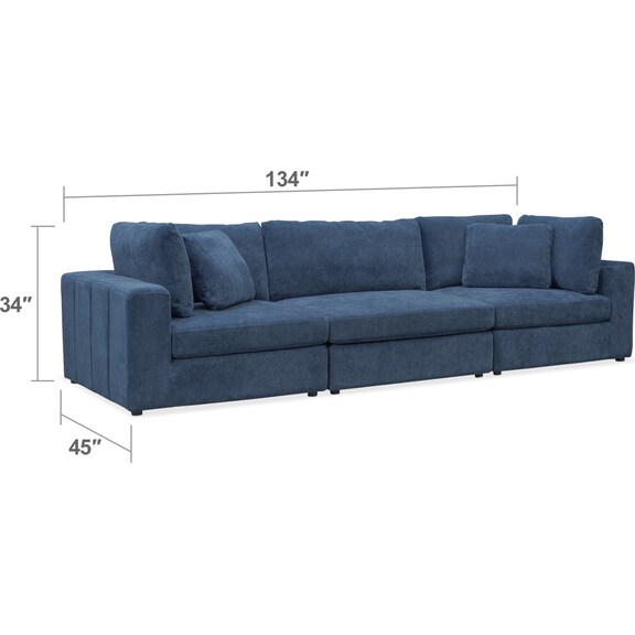 Living Room Furniture - Chill 3-Piece Sectional - Sapphire