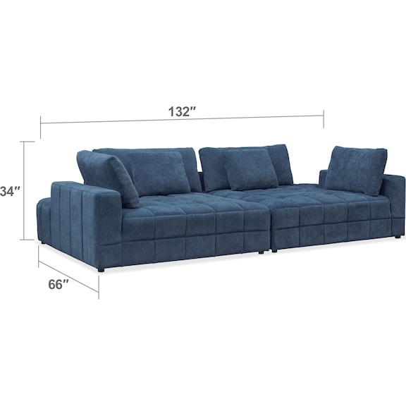 Living Room Furniture - Chill 2-Piece Chaise Sectional - Sapphire