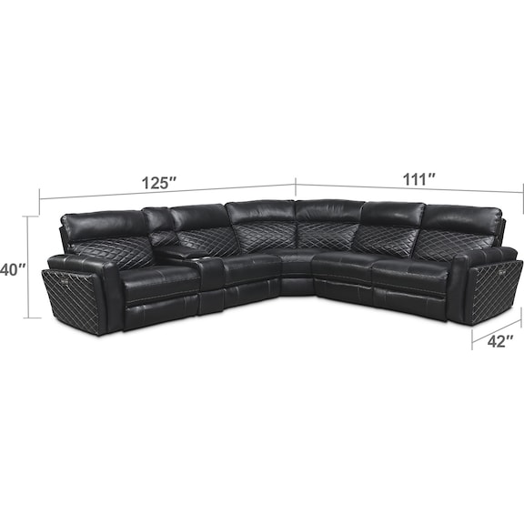 Living Room Furniture - Catalina 6-Piece Dual-Power Reclining Sectional with 3 Reclining Seats