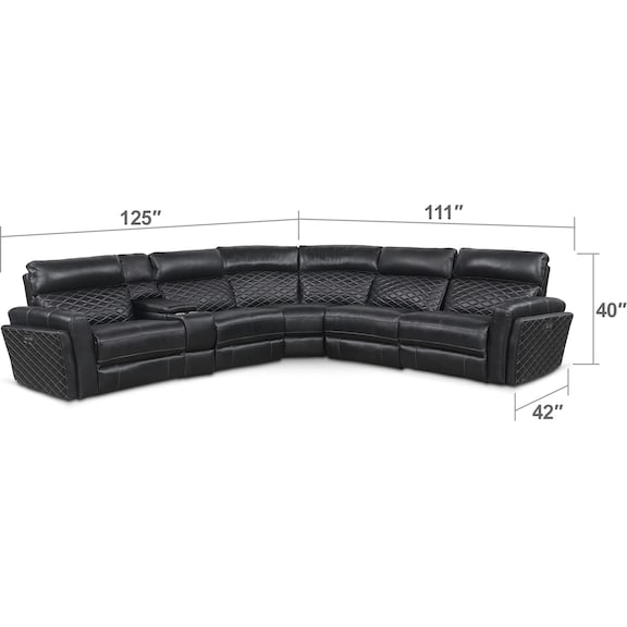 Living Room Furniture - Catalina 6-Piece Dual-Power Reclining Sectional with 2 Reclining Seats
