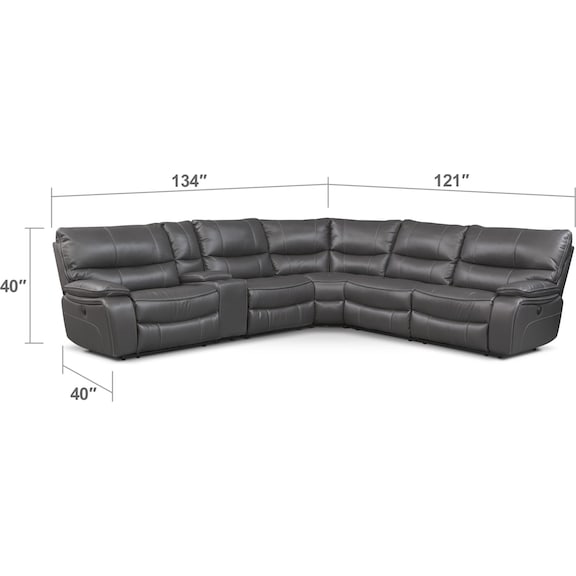 Living Room Furniture - Orlando 6-Piece Power Reclining Sectional with 2 Stationary Chairs - Gray