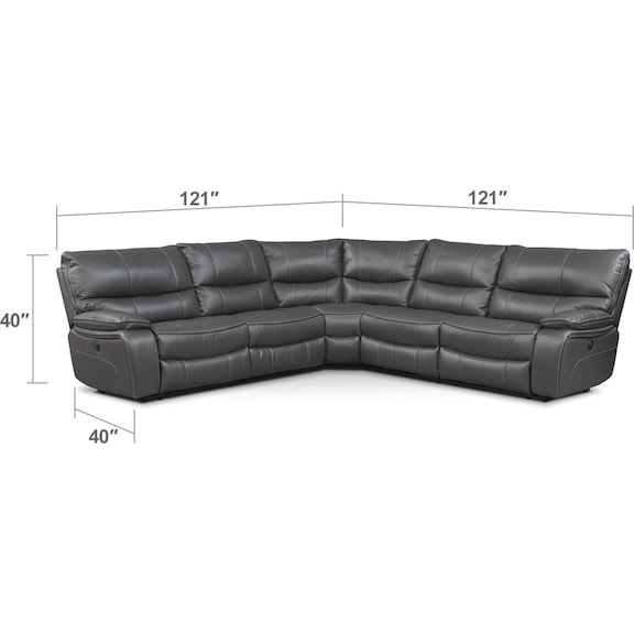 Living Room Furniture - Orlando 5-Piece Power Reclining Sectional with 3 Reclining Seats