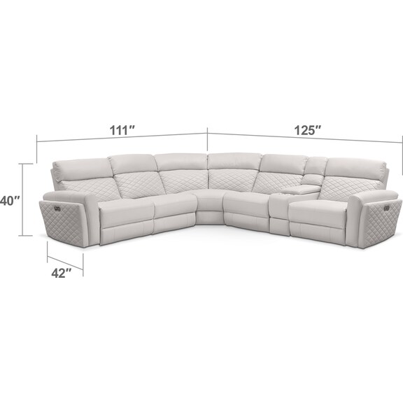 Living Room Furniture - Catalina 6-Piece Power Reclining Sectional with 3 Reclining Seats