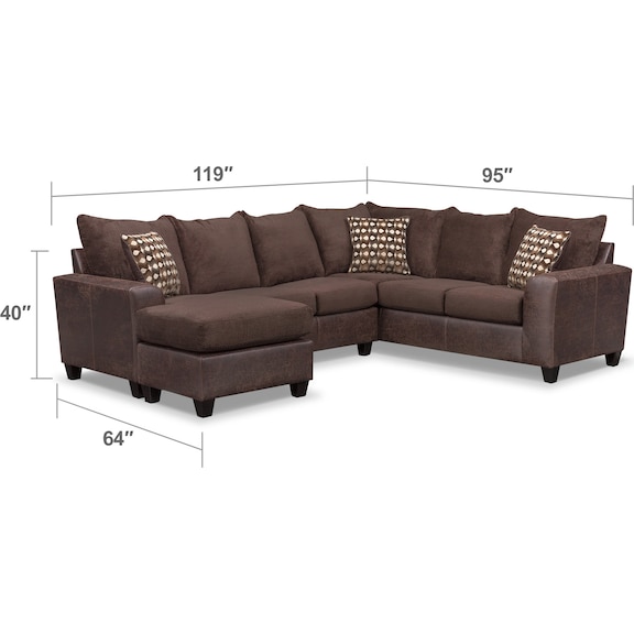 Living Room Furniture - Brando 3-Piece Sectional with Modular Chaise