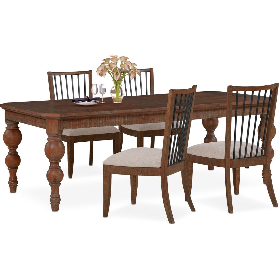 Gristmill Dining Table and 4 Side Chairs American Signature Furniture