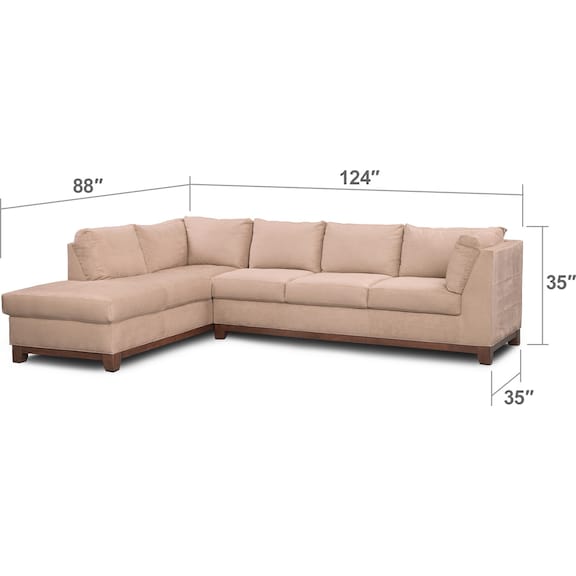 Living Room Furniture - Soho 2-Piece Sectional with Chaise and Ottoman