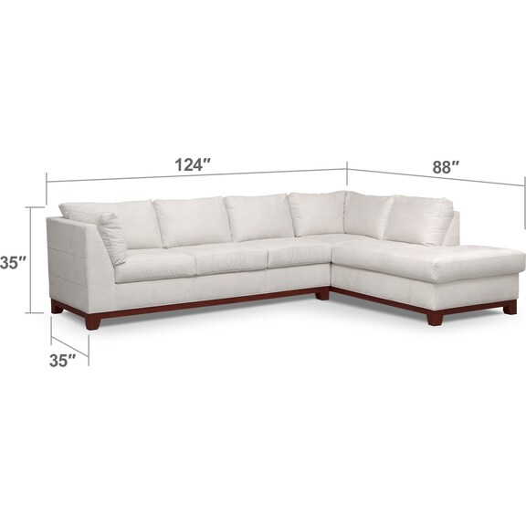Living Room Furniture - Soho 2-Piece Sectional with Right-Facing Chaise and Ottoman - Cement