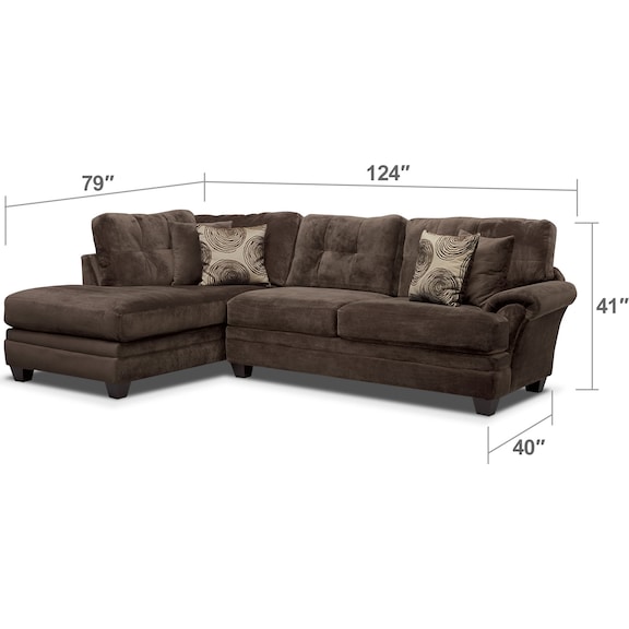 Living Room Furniture - Cordelle 2-Piece Sectional with Left-Facing Chaise - Chocolate