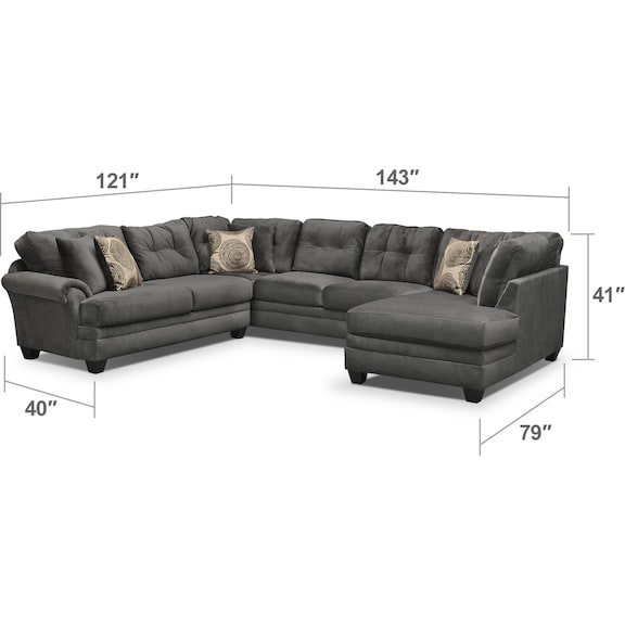 Living Room Furniture - Cordelle 3-Piece Sectional with Chaise and Swivel Chair Set
