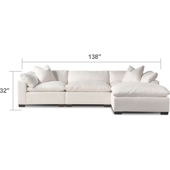 Living Room Furniture - Plush 3-Piece Sectional and Ottoman Set