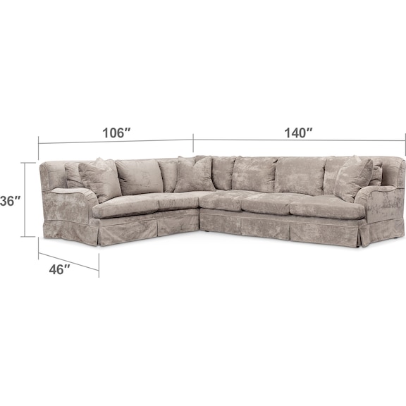 Living Room Furniture - Campbell Comfort 2-Piece Sectional with Right-Facing Sofa - Cement