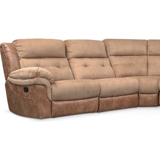 Sectional Sofas American Signature Rockridge 6 Piece Manual Reclining Sectional With 3 Seats Brown