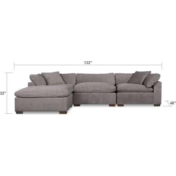 Living Room Furniture - Plush 3-Piece Sectional and Ottoman Set