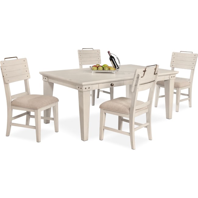 Dining Room Furniture - New Haven Dining Table and 4 Shiplap Side Chairs