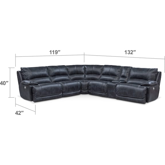 Living Room Furniture - Mario 6-Piece Power Reclining Sectional with 2 Reclining Seats