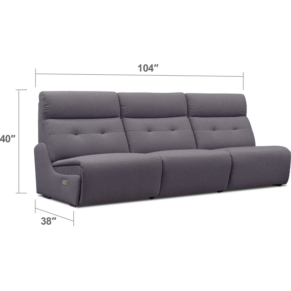 Living Room Furniture - Jett 3-Piece Dual Power Reclining Sofa with 2 Reclining Seats - Gray