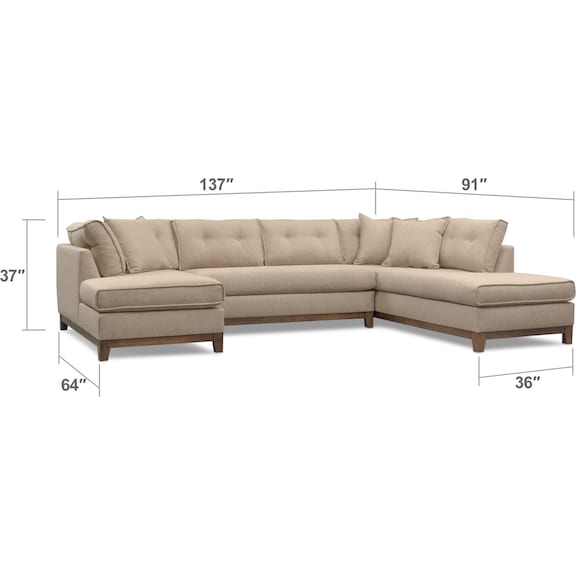 Living Room Furniture - Eastwood 3-Piece Right-Facing Sectional - Beige