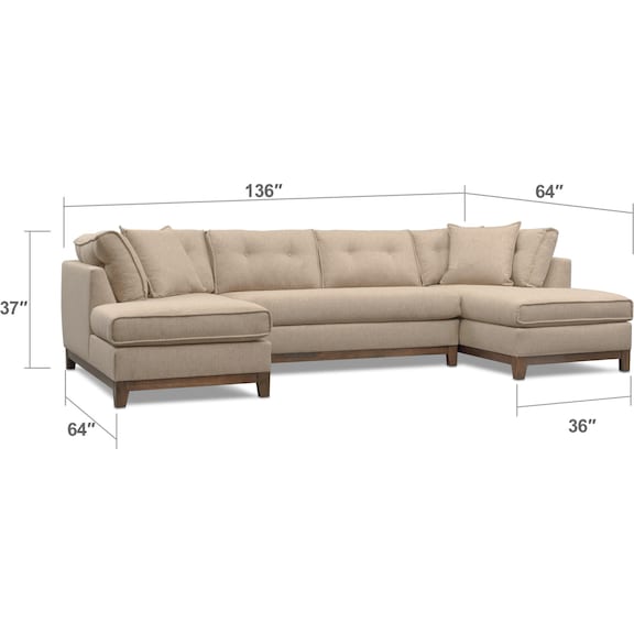 Living Room Furniture - Eastwood 3-Piece Small Sectional - Beige