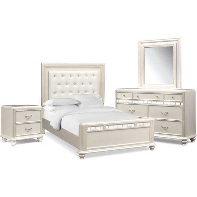 Sabrina 6 Piece King Bedroom Set Pearl