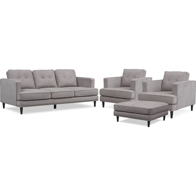 Living Room Furniture - Parker Sofa with Ottoman and 2 Chairs