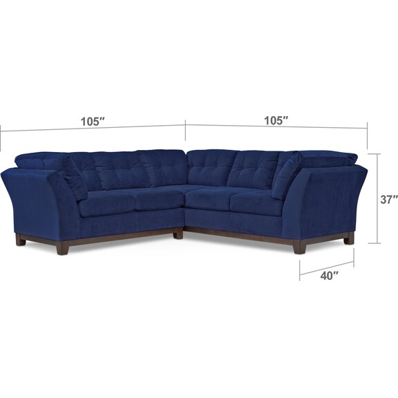 Living Room Furniture - Sebring 2-Piece Sectional with Left-Facing Loveseat - Indigo