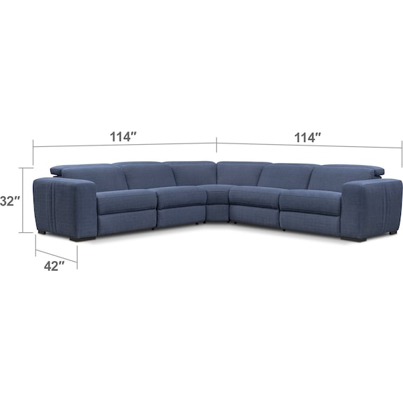 Living Room Furniture - Tino 5-Piece Dual-Power Reclining Sectional