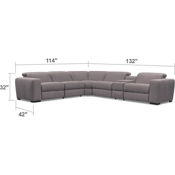 Living Room Furniture - Tino 6-Piece Dual Power Reclining Sectional - Gray