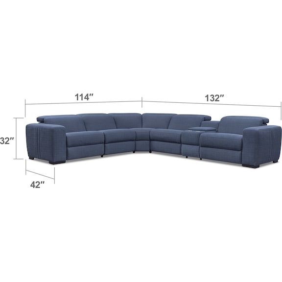 Living Room Furniture - Tino 6-Piece Dual-Power Reclining Sectional