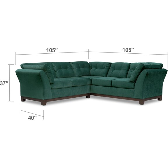 Living Room Furniture - Sebring 2-Piece Sectional with Left-Facing Loveseat - Emerald