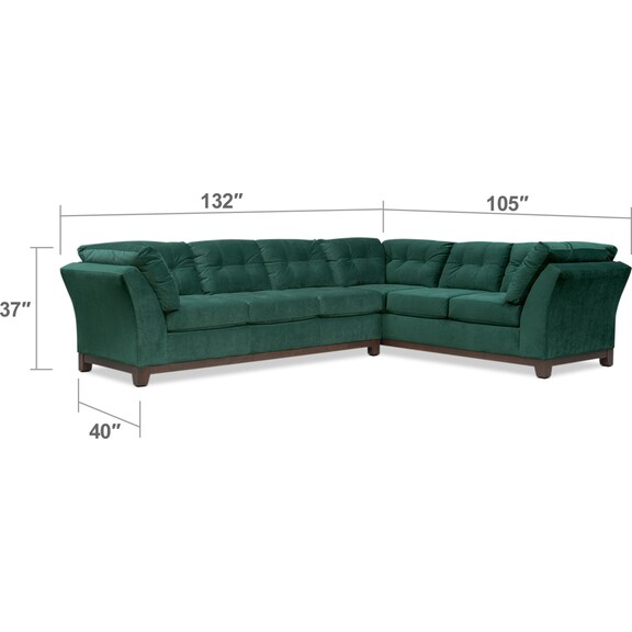 Living Room Furniture - Sebring 2-Piece Sectional with Left-Facing Sofa - Emerald