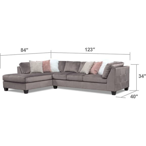 Living Room Furniture - Mackenzie 2-Piece Sectional with Ottoman