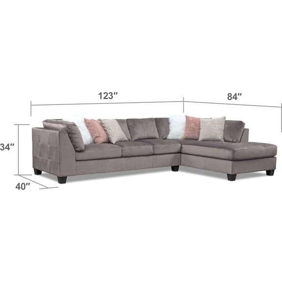 Living Room Furniture - Mackenzie 2-Piece Sectional with Ottoman