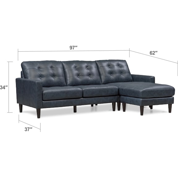 Living Room Furniture - Lincoln 2-Piece Sectional with Right-Facing Chaise