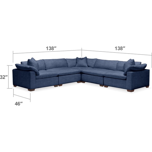 Living Room Furniture - Plush 6 Pc. Sectional- in Abington TW Indigo