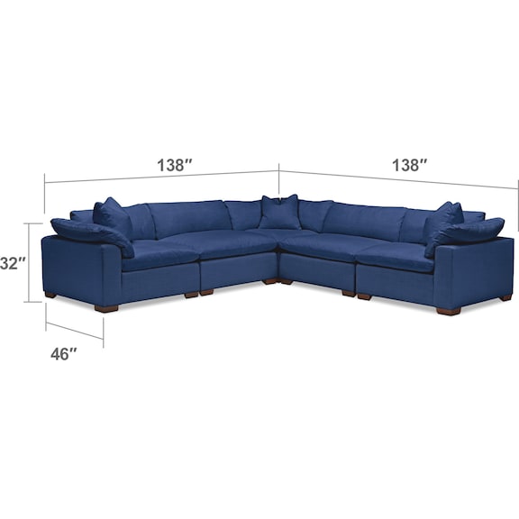 Living Room Furniture - Plush 5-Piece Sectional with Ottoman