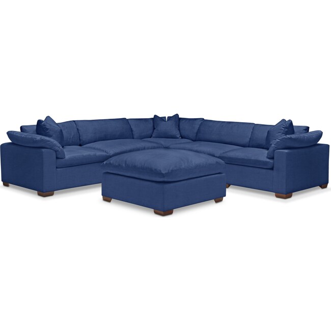 Living Room Furniture - Plush 5-Piece Sectional with Ottoman