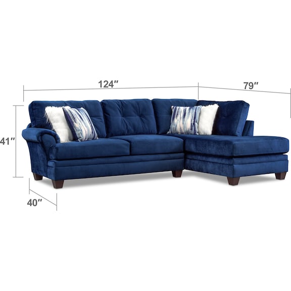 Living Room Furniture - Cordelle 2-Piece Sectional with Chaise and Cocktail Ottoman Set