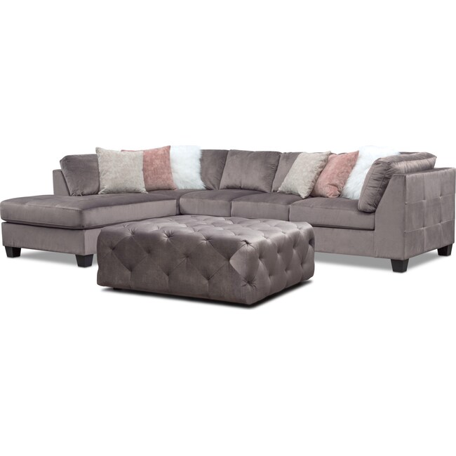 Living Room Furniture - Mackenzie 2-Piece Sectional with Ottoman
