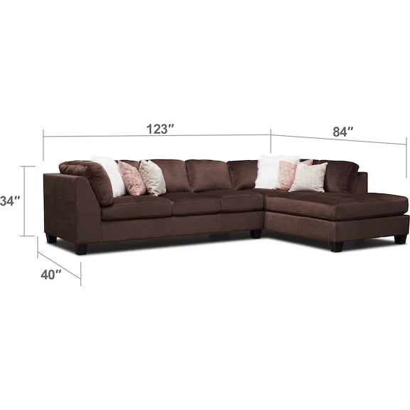 Living Room Furniture - Mackenzie 2-Piece Sectional with Ottoman