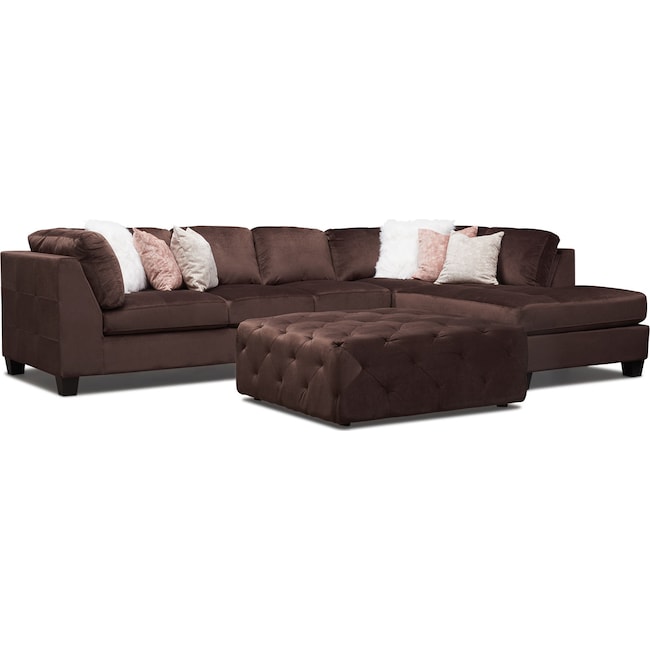 Living Room Furniture - Mackenzie 2-Piece Sectional with Ottoman