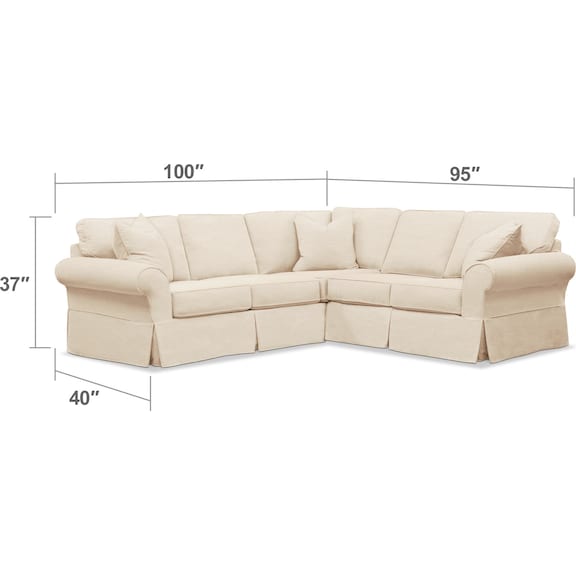 Living Room Furniture - Sawyer 2-Piece Small Slipcover Sectional